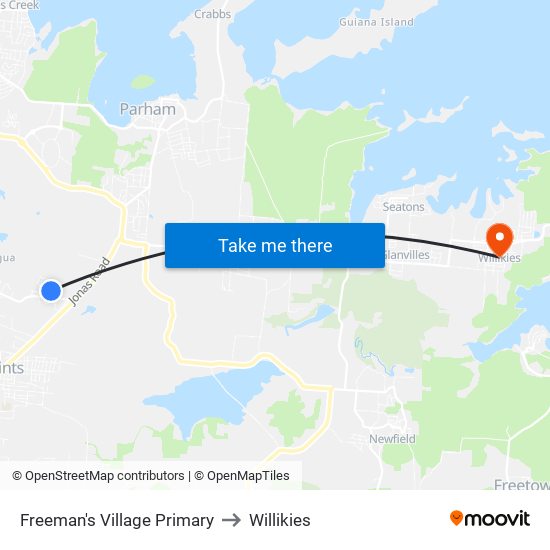 Freeman's Village Primary to Willikies map