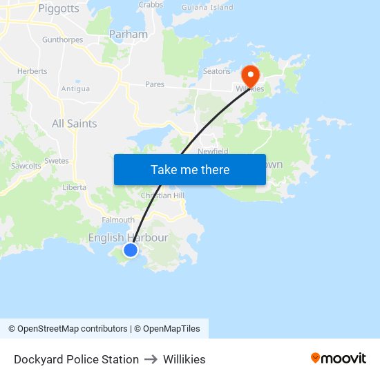 Dockyard Police Station to Willikies map