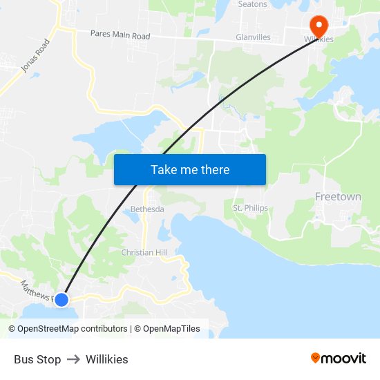 Bus Stop to Willikies map