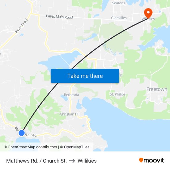 Matthews Rd. / Church St. to Willikies map