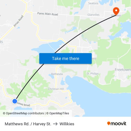 Matthews Rd. / Harvey St. to Willikies map