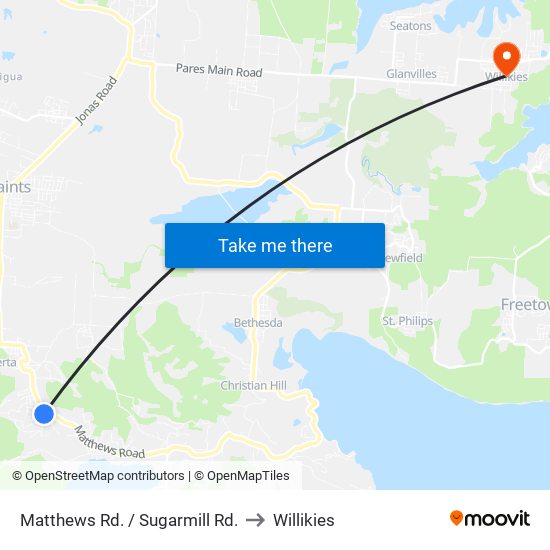 Matthews Rd. / Sugarmill Rd. to Willikies map