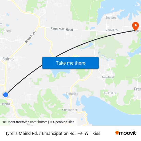 Tyrells Maind Rd. / Emancipation Rd. to Willikies map