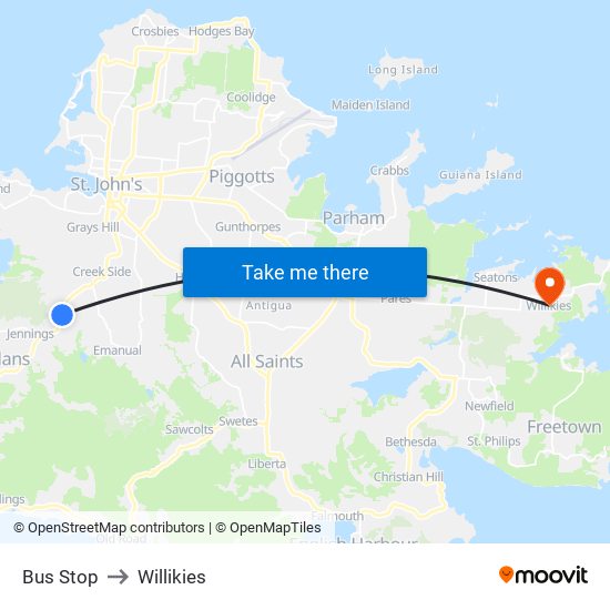 Bus Stop to Willikies map