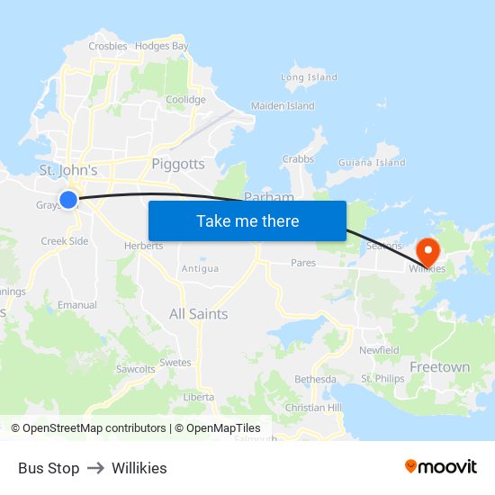 Bus Stop to Willikies map