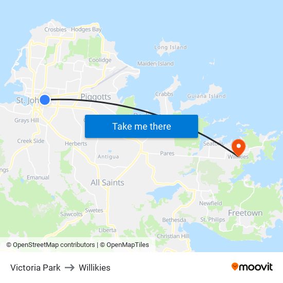 Victoria Park to Willikies map