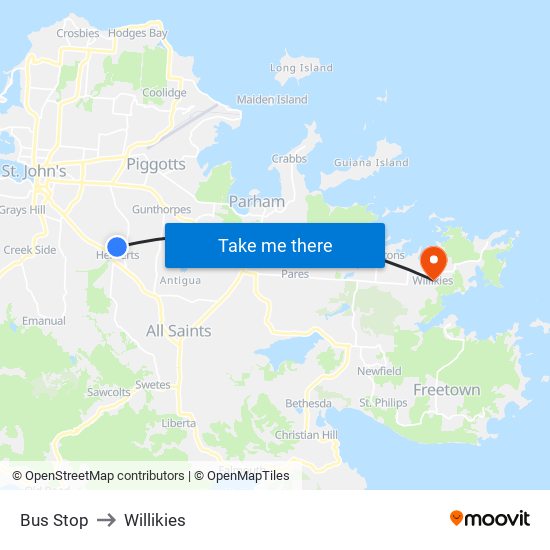 Bus Stop to Willikies map