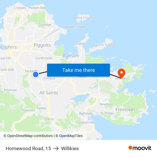 Homewood Road, 15 to Willikies map