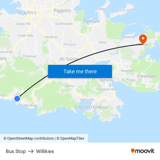 Bus Stop to Willikies map