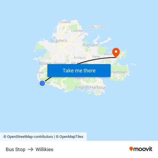 Bus Stop to Willikies map