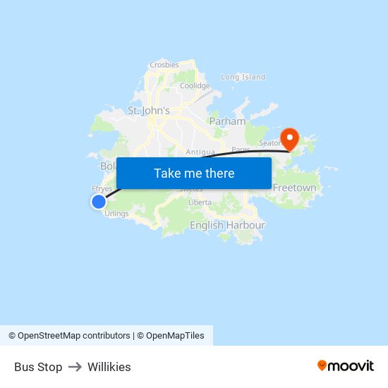 Bus Stop to Willikies map