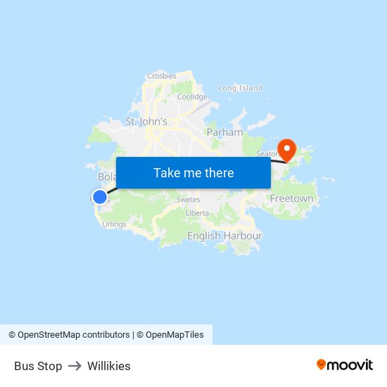 Bus Stop to Willikies map