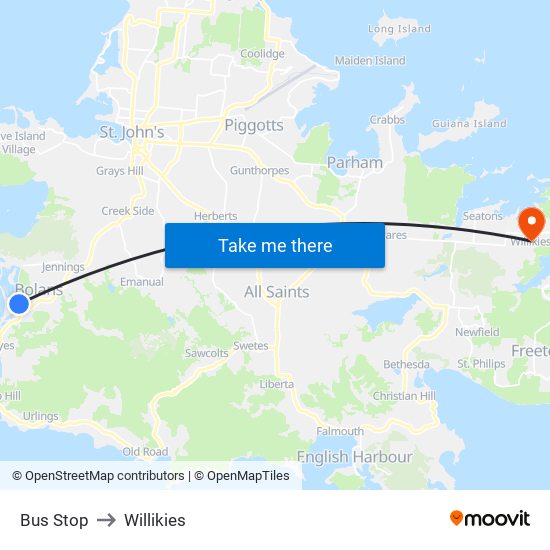 Bus Stop to Willikies map