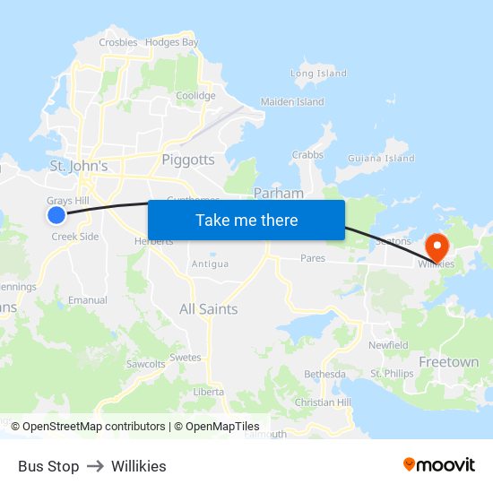 Bus Stop to Willikies map