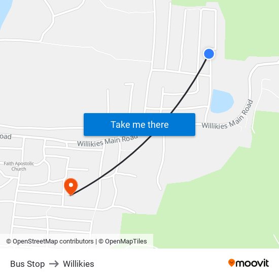 Bus Stop to Willikies map