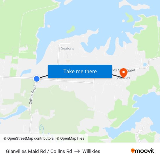 Glanvilles Maid Rd / Collins Rd to Willikies map