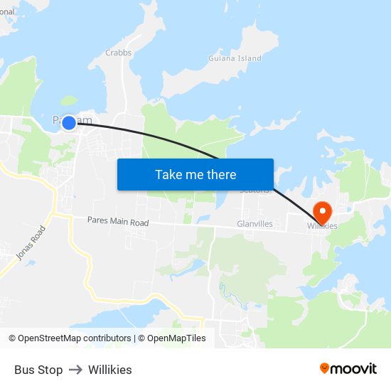 Bus Stop to Willikies map