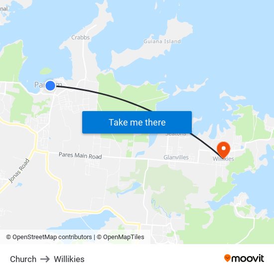 Church to Willikies map