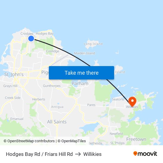 Hodges Bay Rd / Friars Hill Rd to Willikies map