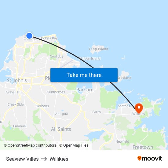 Seaview Villes to Willikies map
