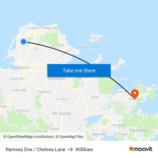 Ramsey Dve / Chelsea Lane to Willikies map