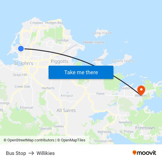 Bus Stop to Willikies map