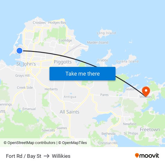 Fort Rd / Bay St to Willikies map