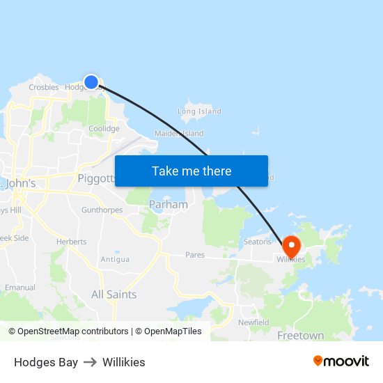 Hodges Bay to Willikies map