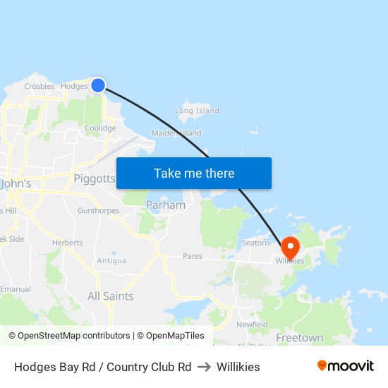 Hodges Bay Rd / Country Club Rd to Willikies map