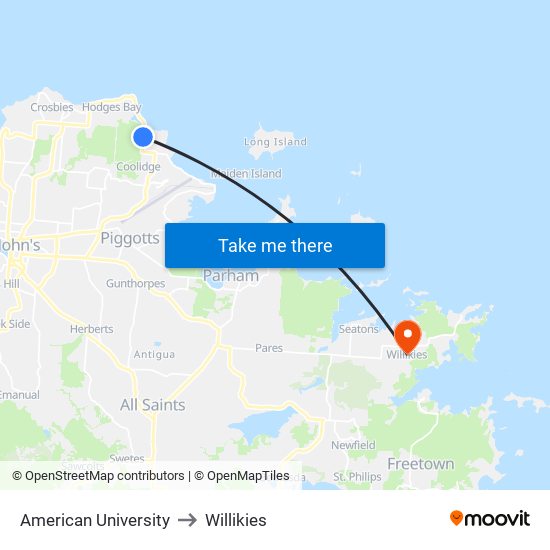 American University to Willikies map