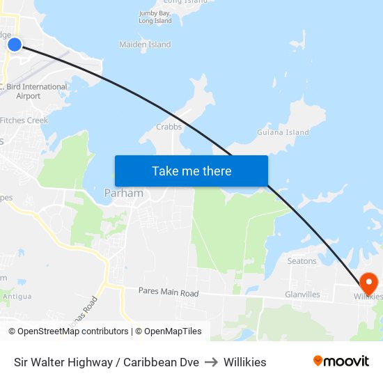 Sir Walter Highway / Caribbean Dve to Willikies map