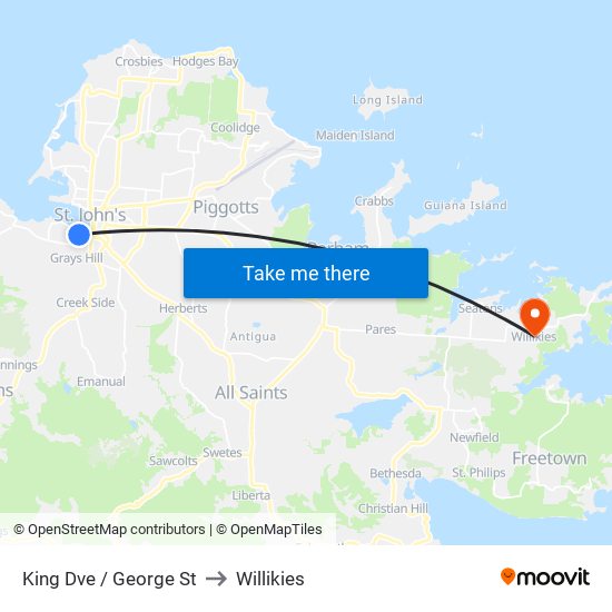 King Dve / George St to Willikies map