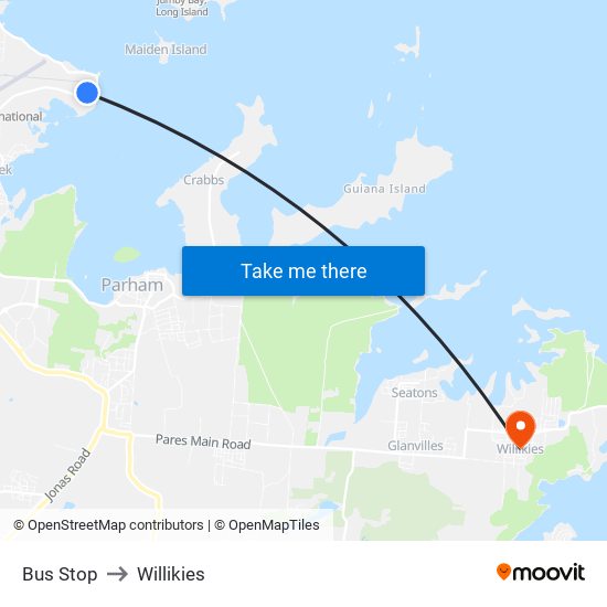 Bus Stop to Willikies map