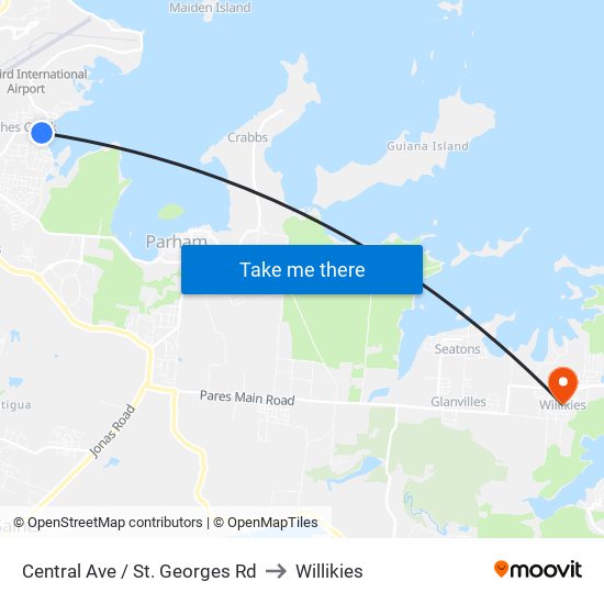 Central Ave / St. Georges Rd to Willikies map