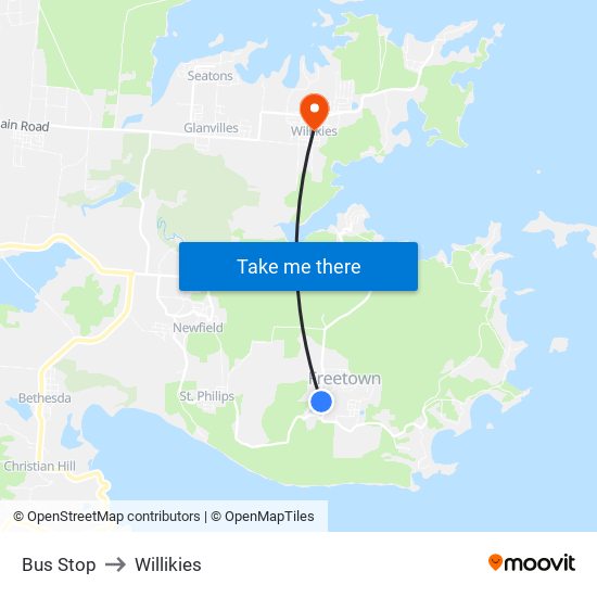 Bus Stop to Willikies map