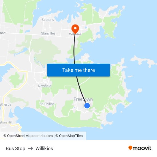 Bus Stop to Willikies map