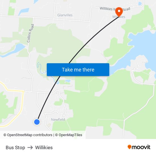 Bus Stop to Willikies map