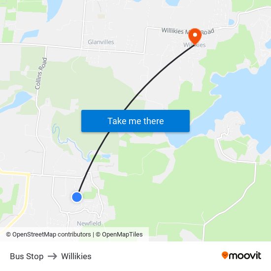 Bus Stop to Willikies map