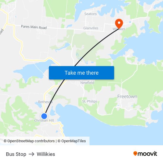 Bus Stop to Willikies map