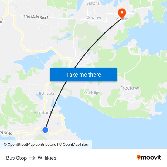 Bus Stop to Willikies map