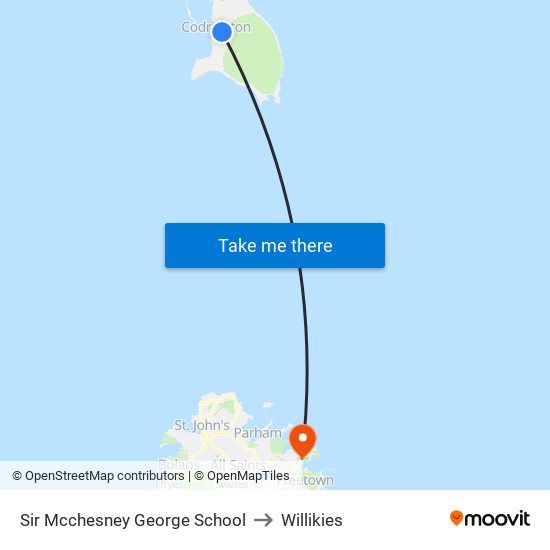 Sir Mcchesney George School to Willikies map