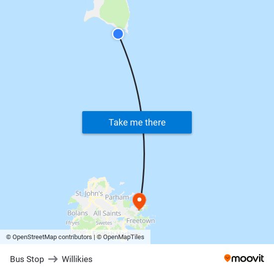 Bus Stop to Willikies map