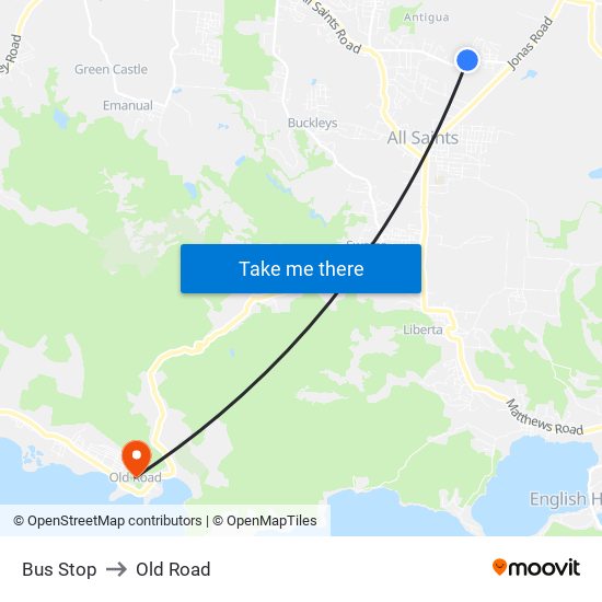 Bus Stop to Old Road map
