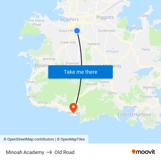 Minoah Academy to Old Road map