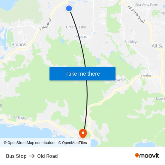 Bus Stop to Old Road map