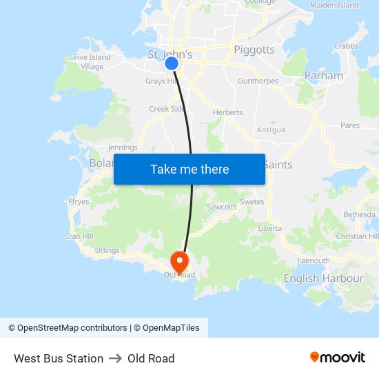 West Bus Station to Old Road map