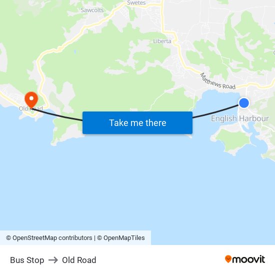 Bus Stop to Old Road map