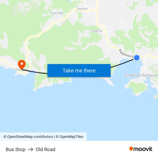 Bus Stop to Old Road map
