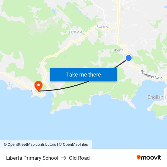 Liberta Primary School to Old Road map