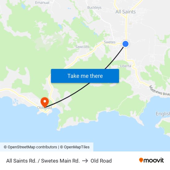 All Saints Rd. / Swetes Main Rd. to Old Road map
